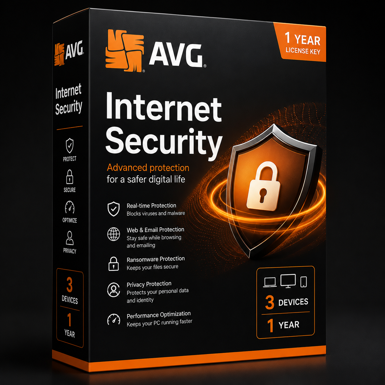AVG Internet Security 3 devices 1 year license key - genuine antivirus software with firewall and ransomware protection AVG Internet Security 3 devices 1 year license key - genuine antivirus software with firewall and ransomware protection